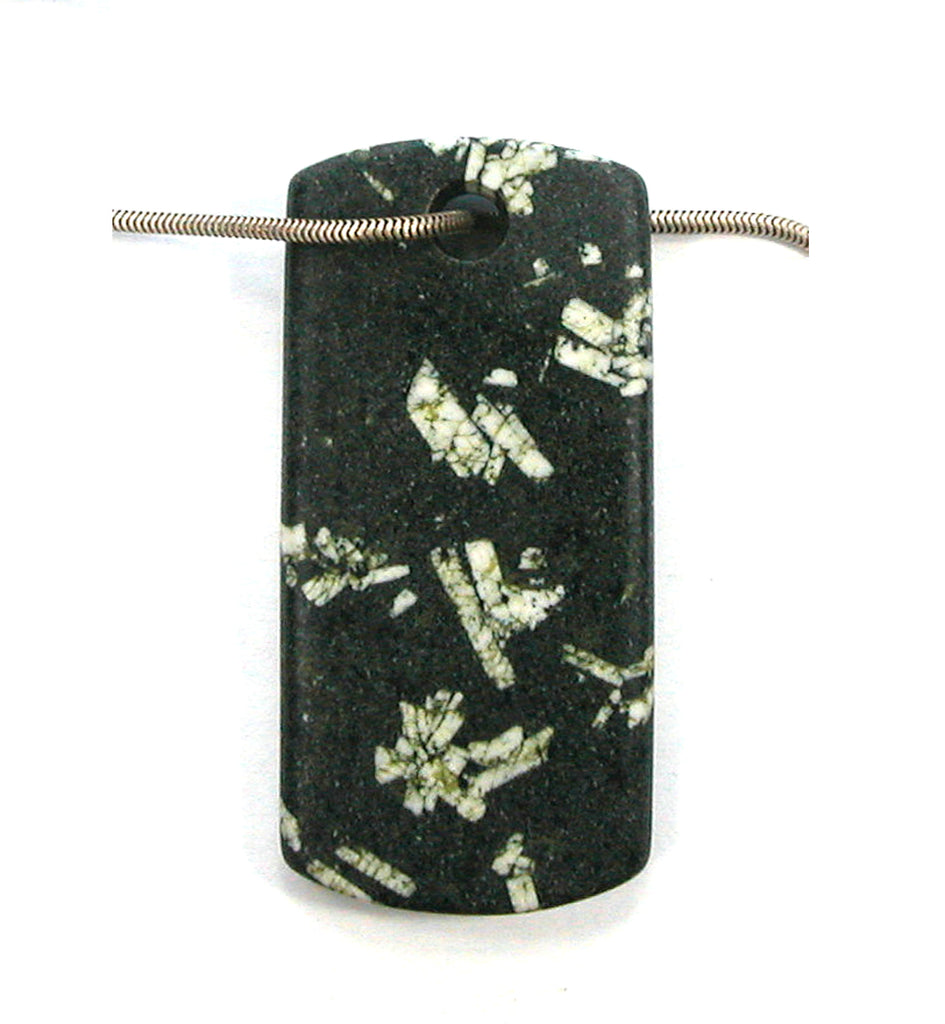 DVH Chinese Writing Rock Bead Pendant Calligraphy Stone Aust. 59x28x6 (2818)