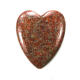 DVH Red Dinosaur Bone Heart Cabochon Fluorescent Fossil Cab 32x28x4 (4277)
