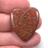 DVH Red Dinosaur Bone Heart Cabochon Fluorescent Fossil Cab 32x28x4 (4277)