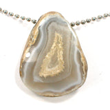 PRIVATE COLLECTION Polished Oregon Beach Agate Bead Pendant Private Collection 32x26x14 (4924)