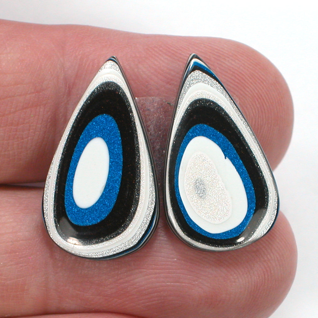 DVH Ford F150 Truck Fordite Matched Pair Cabochons Kansas City 22x13x3 (5100)