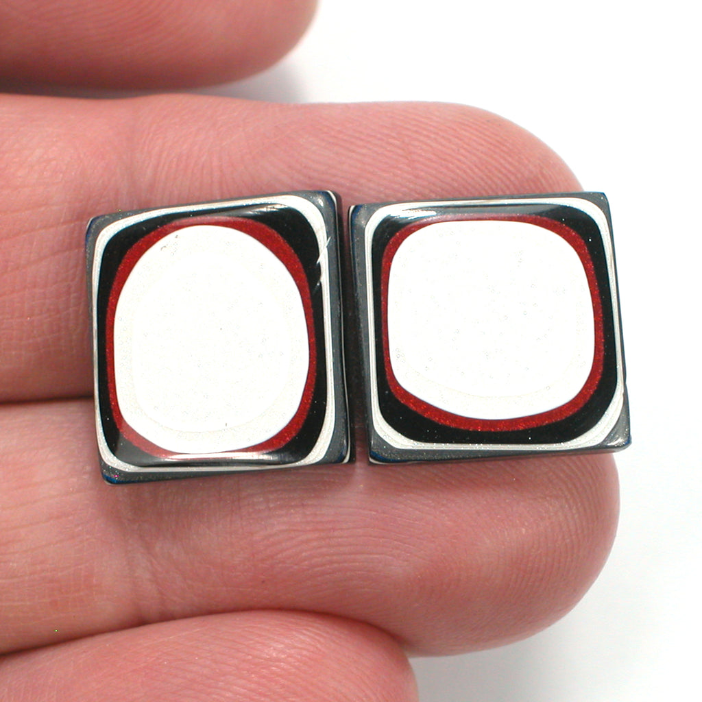 DVH Ford F150 Truck Fordite Matched Pair Cabochons Kansas City 15x15x3 (5102)