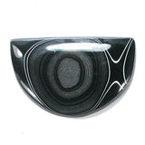 DVH Black Fordite Crown of Silver Sheen Cabochon 42x27x6 (4636)