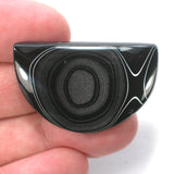 DVH Black Fordite Crown of Silver Sheen Cabochon 42x27x6 (4636)