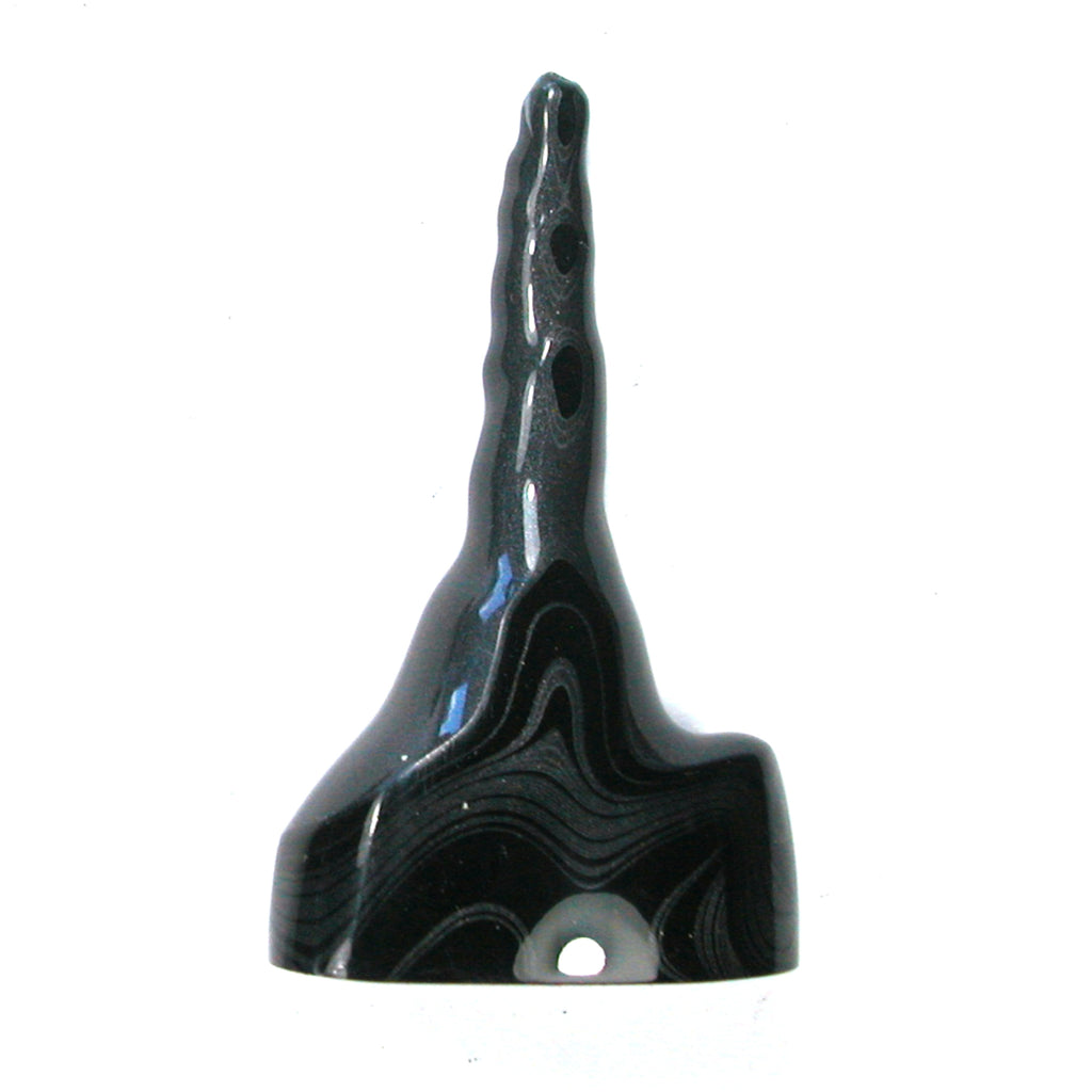 DVH Black Fordite Crown of Silver Sheen Stalactite Specimen 61x37x18 (4654)