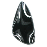 DVH Black Onyx Fordite Crown of Silver Sheen Cabochon 42x21x6 (4698)