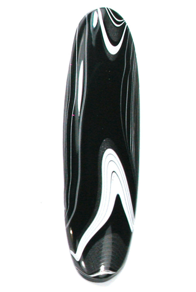 DVH Black Onyx Fordite Crown of Silver Sheen Cabochon 53x15x5 (4700)