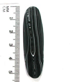 DVH Black Onyx Fordite Crown of Silver Sheen Cabochon 53x15x5 (4700)