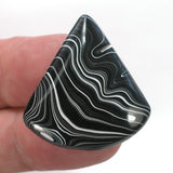 DVH JpWrnglr Black Onyx Fordite Crown of Silver Sheen Cabochon 33x30x6 (4749)