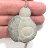 DVH Cross Drilled Fairy Stone Concretion Bead Pendant Goddess Rock Quebec 48x41x15 (4298)