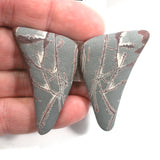 DVH Sonora Dendritic Rhyolite Butterfly Cut Matched Pair Cabochon 52x26x5mm each (9708) - DVHdesigns