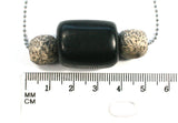 DVH Jet & Fossil Mammoth Bone Bead Necklace Extinction Mourning Jewelry (4914)