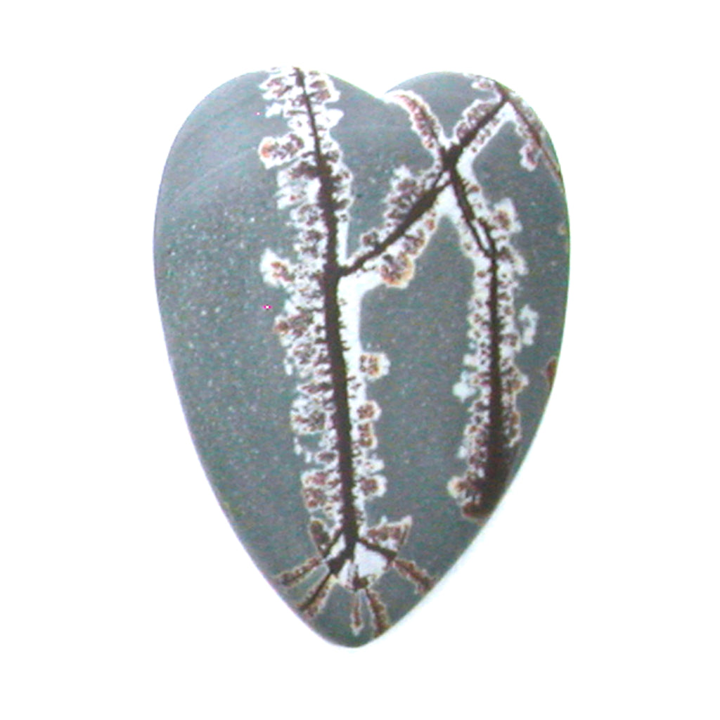 DVH Sonora Dendritic Jasper Rhyolite Heart Cabochon Matte Cab 50x37x8 (4856)
