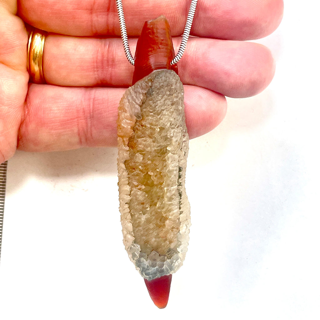 DVH Rare Gobi Agate Witch Finger Agate Bead Pendant 91x20x15mm (6349) - DVHdesigns