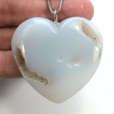 DVH Druzy Quartz Brazilian Agate Heart Pendant Drusy 55x52x11mm (5578)