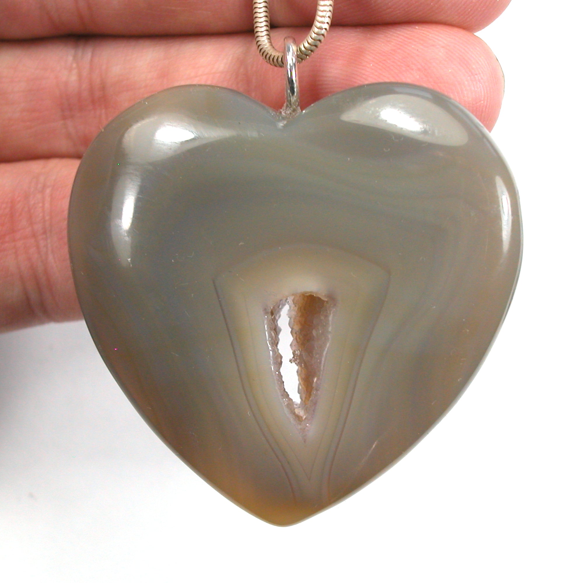 DVH Druzy Quartz Brazilian Agate Heart Pendant Drusy 48x45x11mm (5590) - DVHdesigns