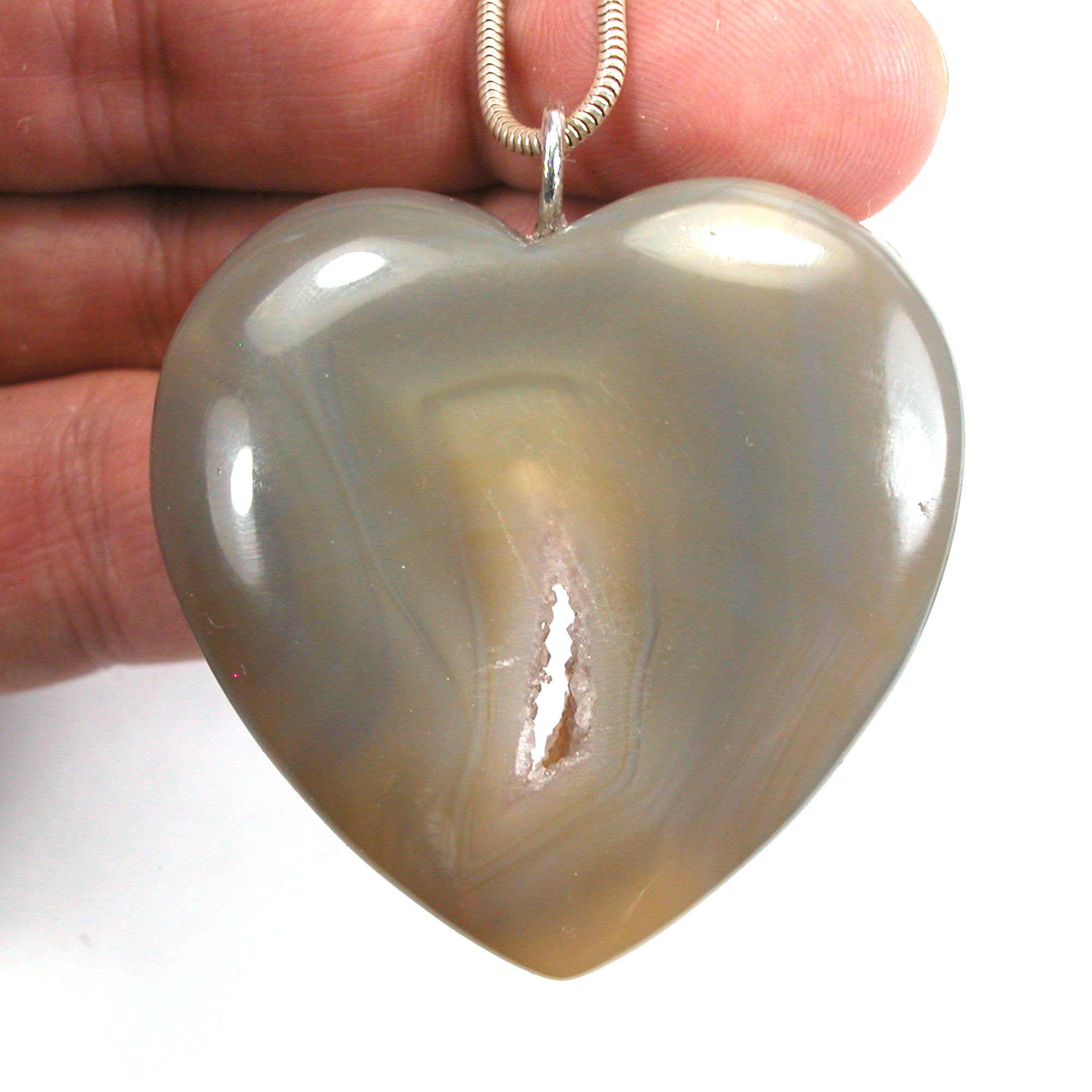 DVH Druzy Quartz Brazilian Agate Heart Pendant Drusy 48x45x11mm (5590) - DVHdesigns