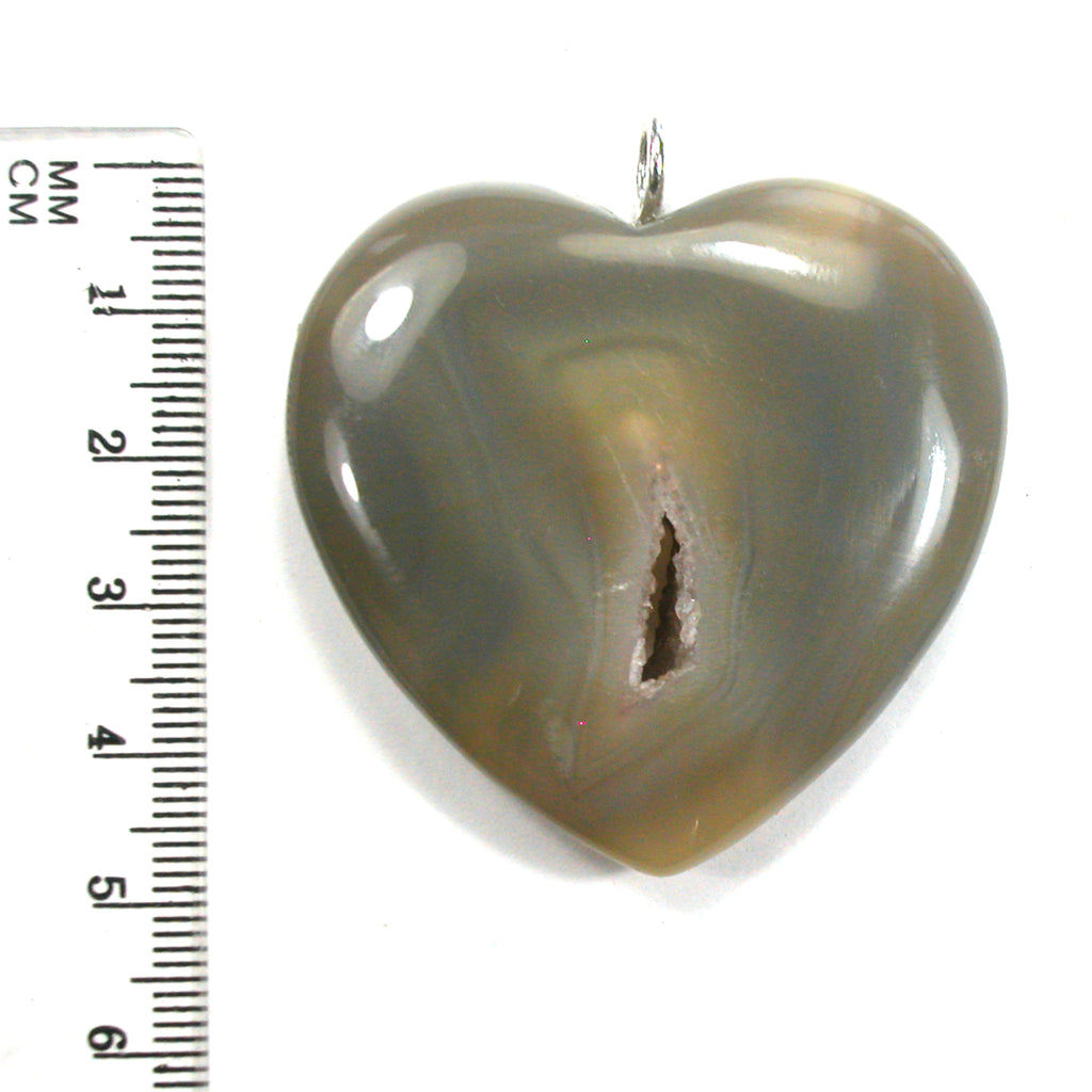 DVH Druzy Quartz Brazilian Agate Heart Pendant Drusy 48x45x11mm (5590) - DVHdesigns
