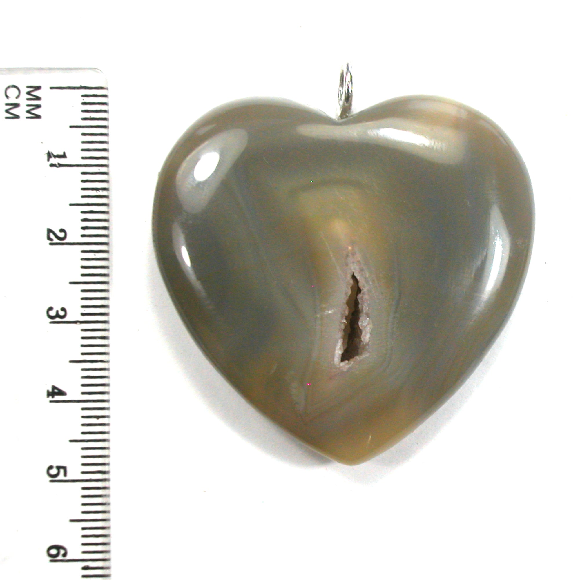 DVH Druzy Quartz Brazilian Agate Heart Pendant Drusy 48x45x11mm (5590) - DVHdesigns