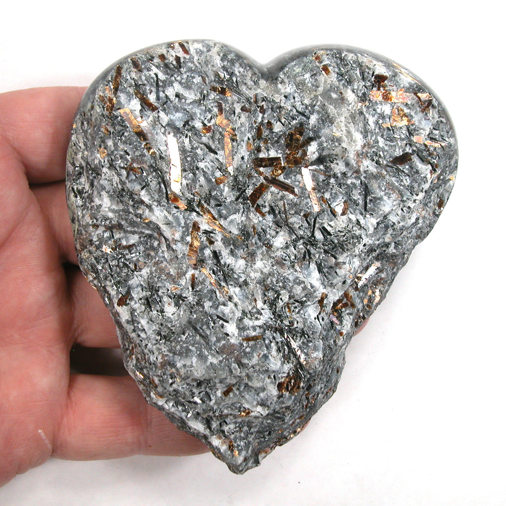 DVH 330g Astrophyllite Heart Palm Stone Druzy Fireworks Stone 103x93x23mm (5294) - DVHdesigns