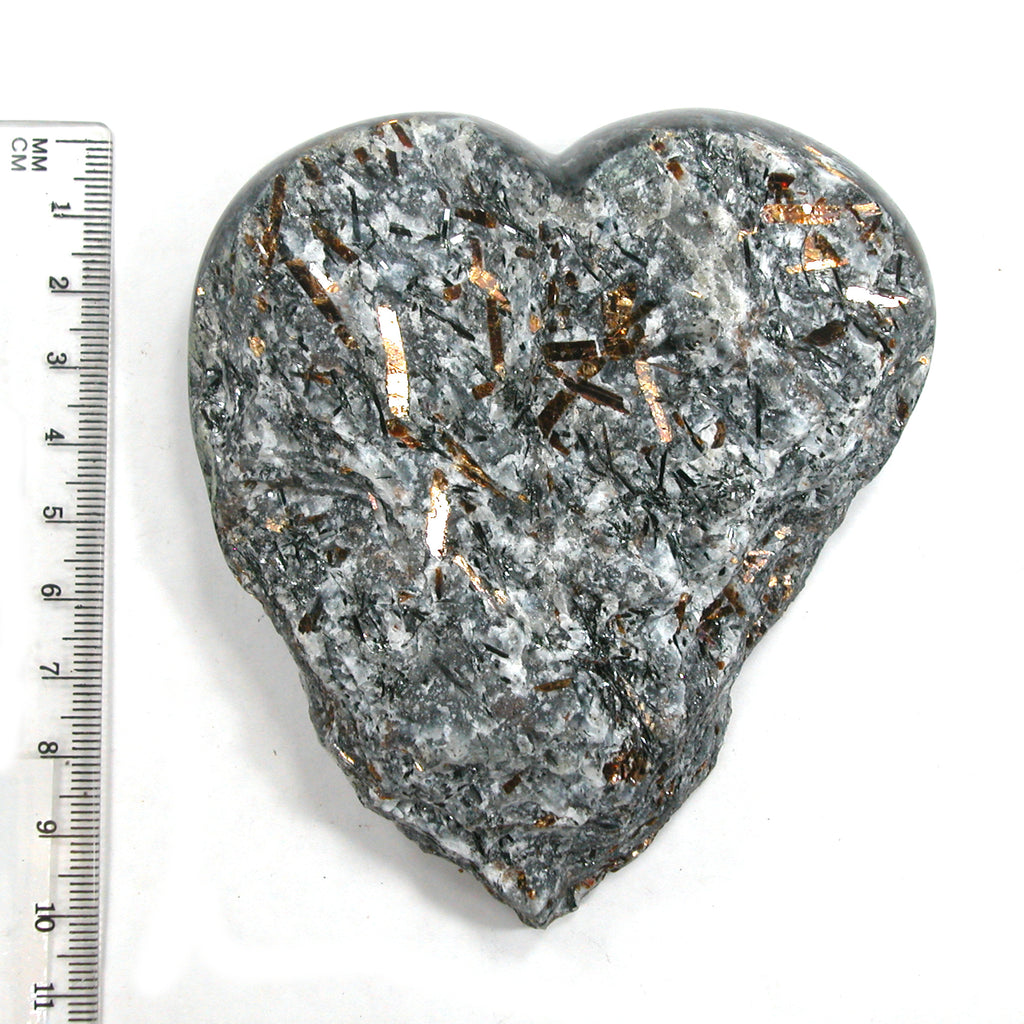 DVH 330g Astrophyllite Heart Palm Stone Druzy Fireworks Stone 103x93x23mm (5294) - DVHdesigns