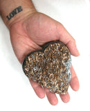 DVH 330g Astrophyllite Heart Palm Stone Druzy Fireworks Stone 103x93x23mm (5294)