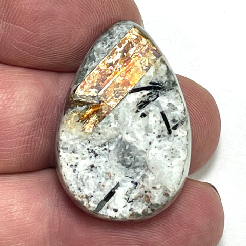 DVH Astrophyllite Druzy Fireworks Stone Natural Face Cabochon Russia 32x22x7mm (6456)