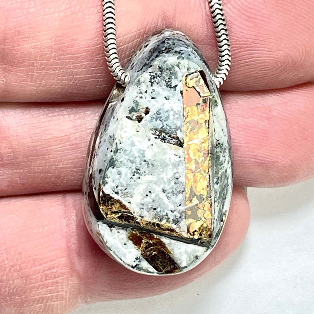 DVH Astrophyllite Druzy Fireworks Stone Natural Face Bead Pendant Russia 33x20x12mm (6457) - DVHdesigns