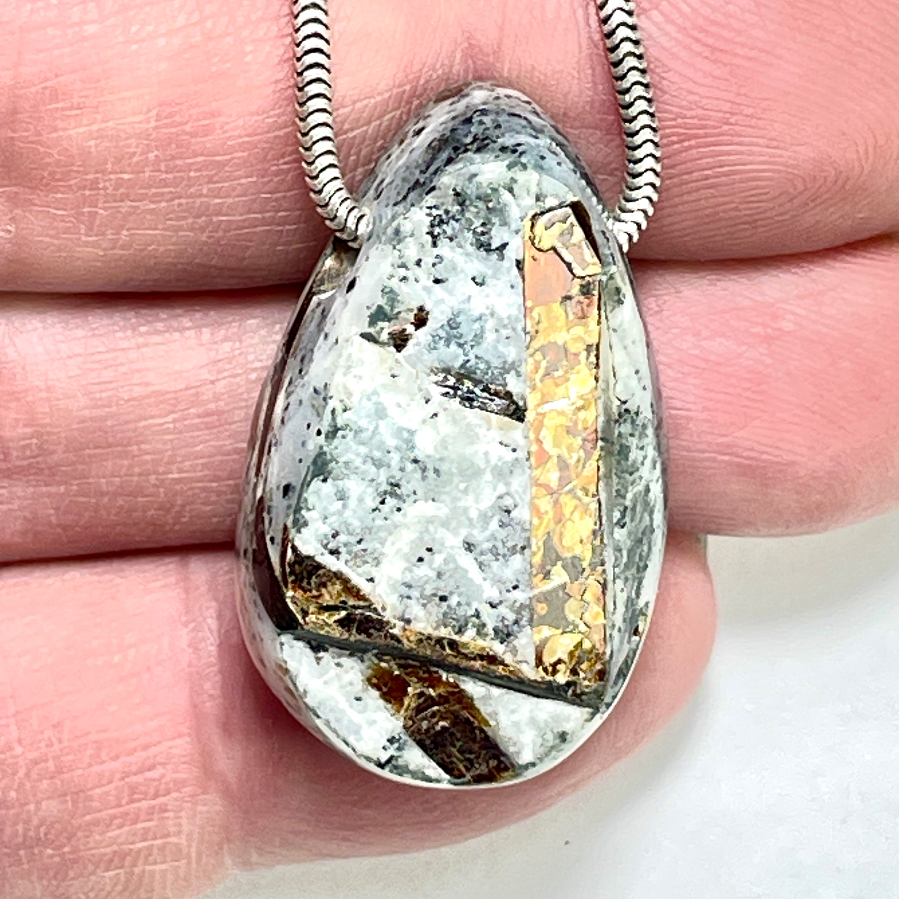 DVH Astrophyllite Druzy Fireworks Stone Natural Face Bead Pendant Russia 33x20x12mm (6457) - DVHdesigns