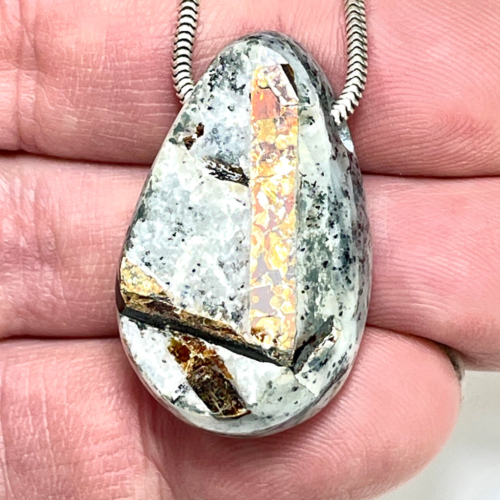 DVH Astrophyllite Druzy Fireworks Stone Natural Face Bead Pendant Russia 33x20x12mm (6457) - DVHdesigns