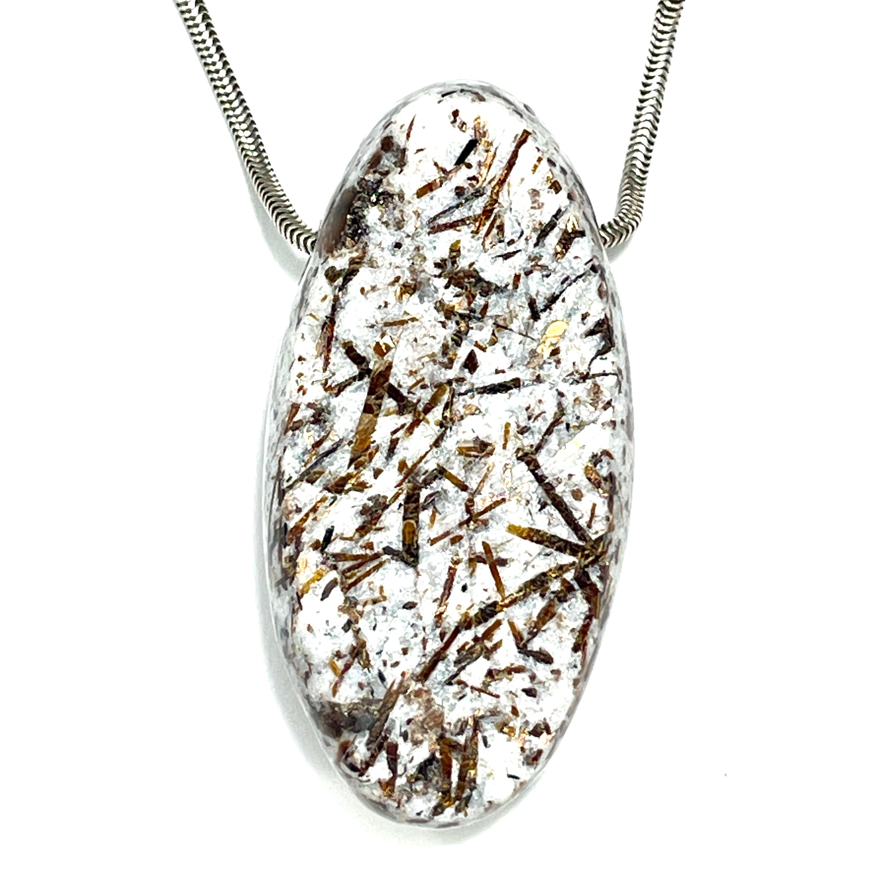DVH Astrophyllite Druzy Fireworks Stone Natural Face Bead Pendant Russia 51x25x13mm (6458) - DVHdesigns