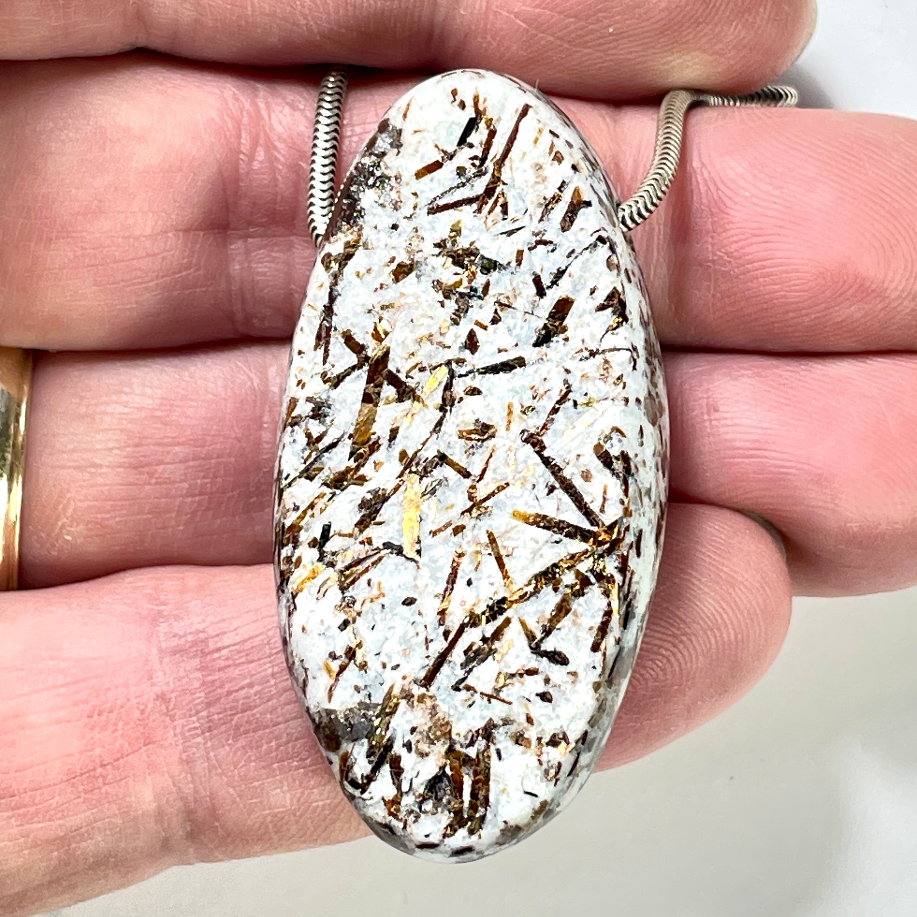 DVH Astrophyllite Druzy Fireworks Stone Natural Face Bead Pendant Russia 51x25x13mm (6458) - DVHdesigns