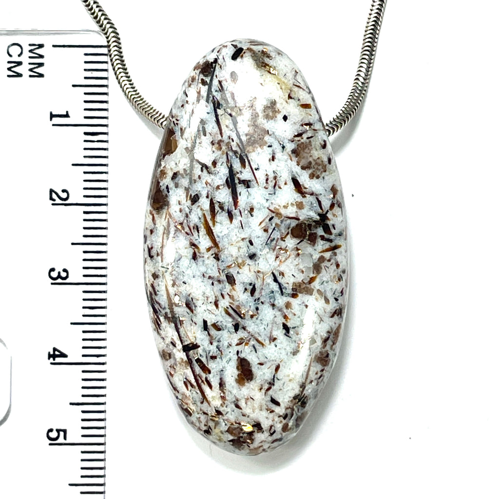 DVH Astrophyllite Druzy Fireworks Stone Natural Face Bead Pendant Russia 51x25x13mm (6458) - DVHdesigns