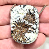 DVH Astrophyllite Druzy Fireworks Stone Natural Face Bead Pendant Russia 40x30x17mm (6459)