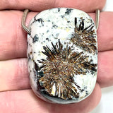 DVH Astrophyllite Druzy Fireworks Stone Natural Face Bead Pendant Russia 40x30x17mm (6459)