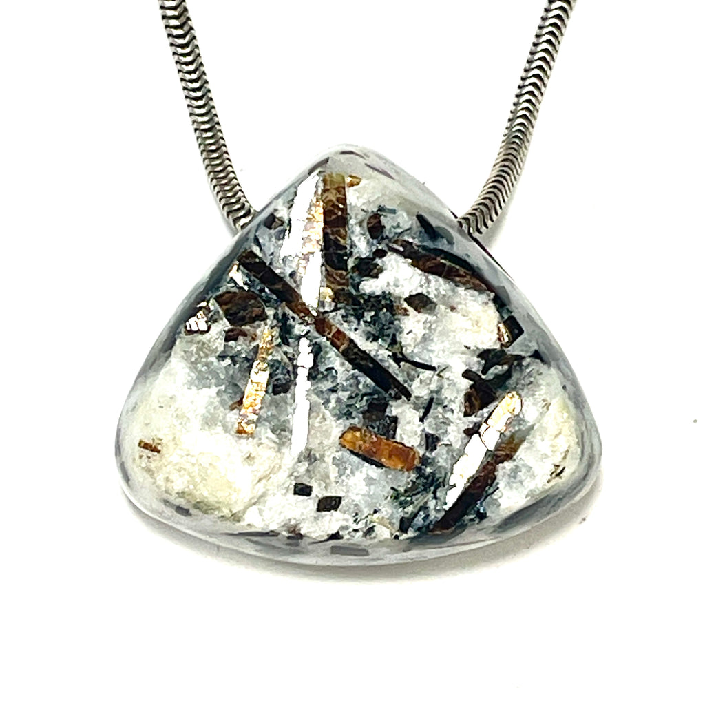 DVH Astrophyllite Fireworks Stone Natural Face Bead Pendant Russia 30x27x14mm (6622) - DVHdesigns