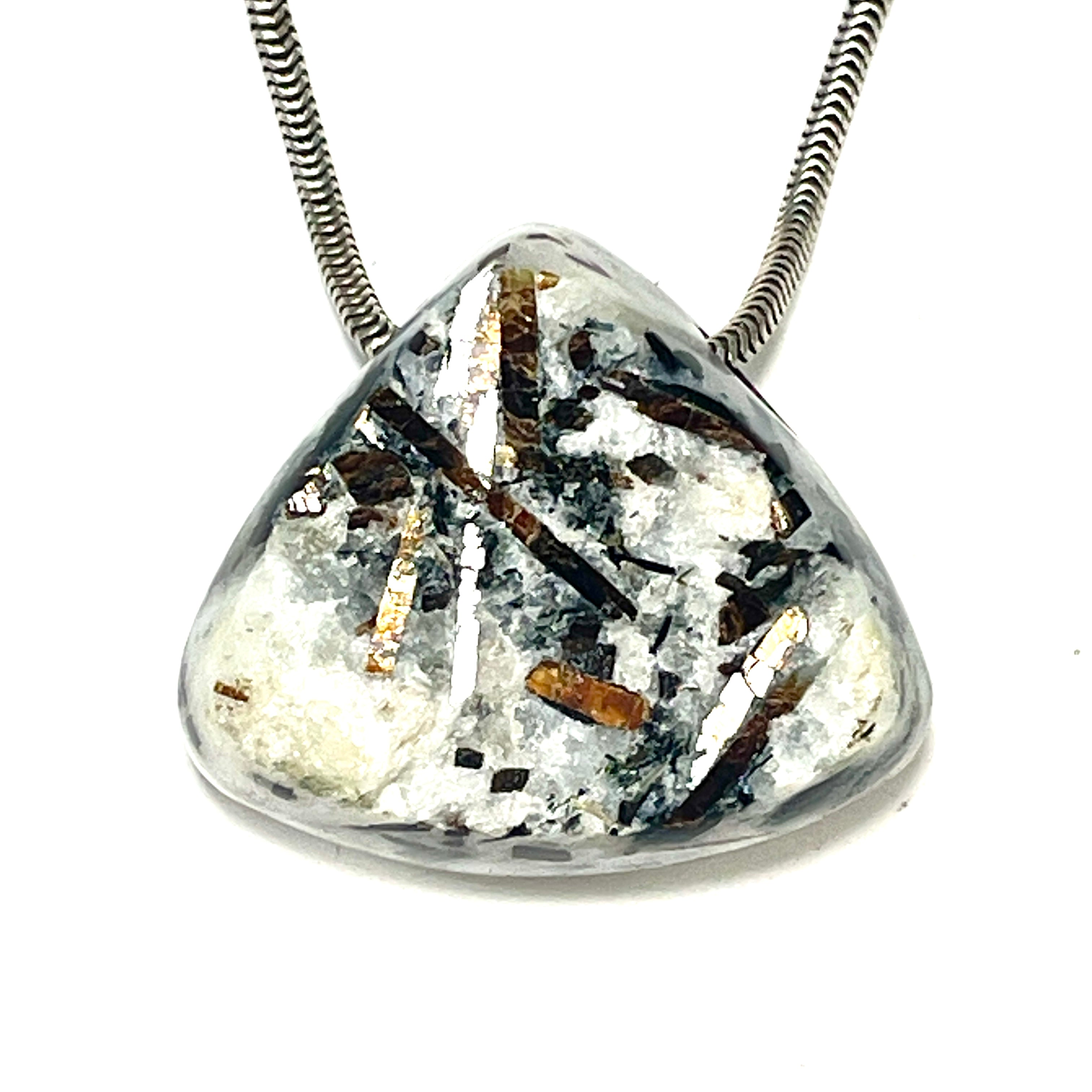 DVH Astrophyllite Fireworks Stone Natural Face Bead Pendant Russia 30x27x14mm (6622) - DVHdesigns
