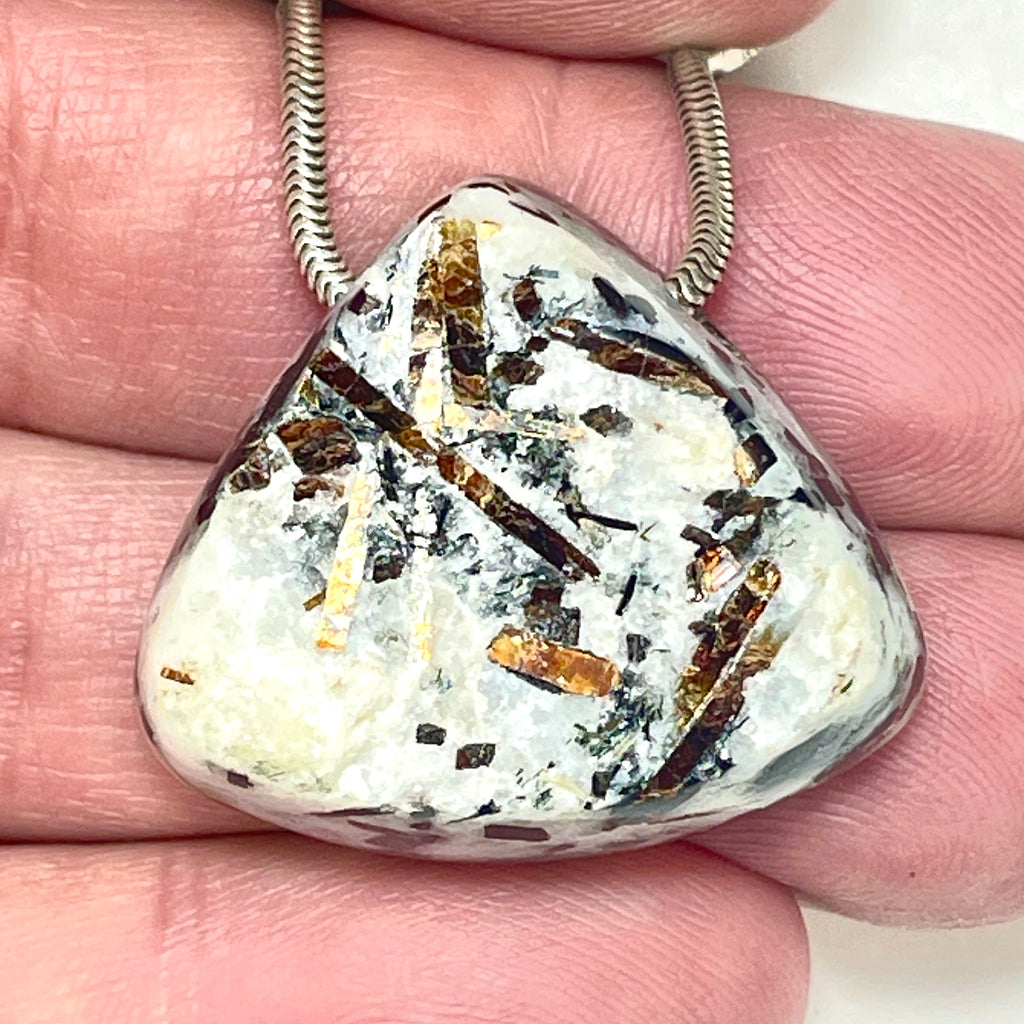 DVH Astrophyllite Fireworks Stone Natural Face Bead Pendant Russia 30x27x14mm (6622) - DVHdesigns