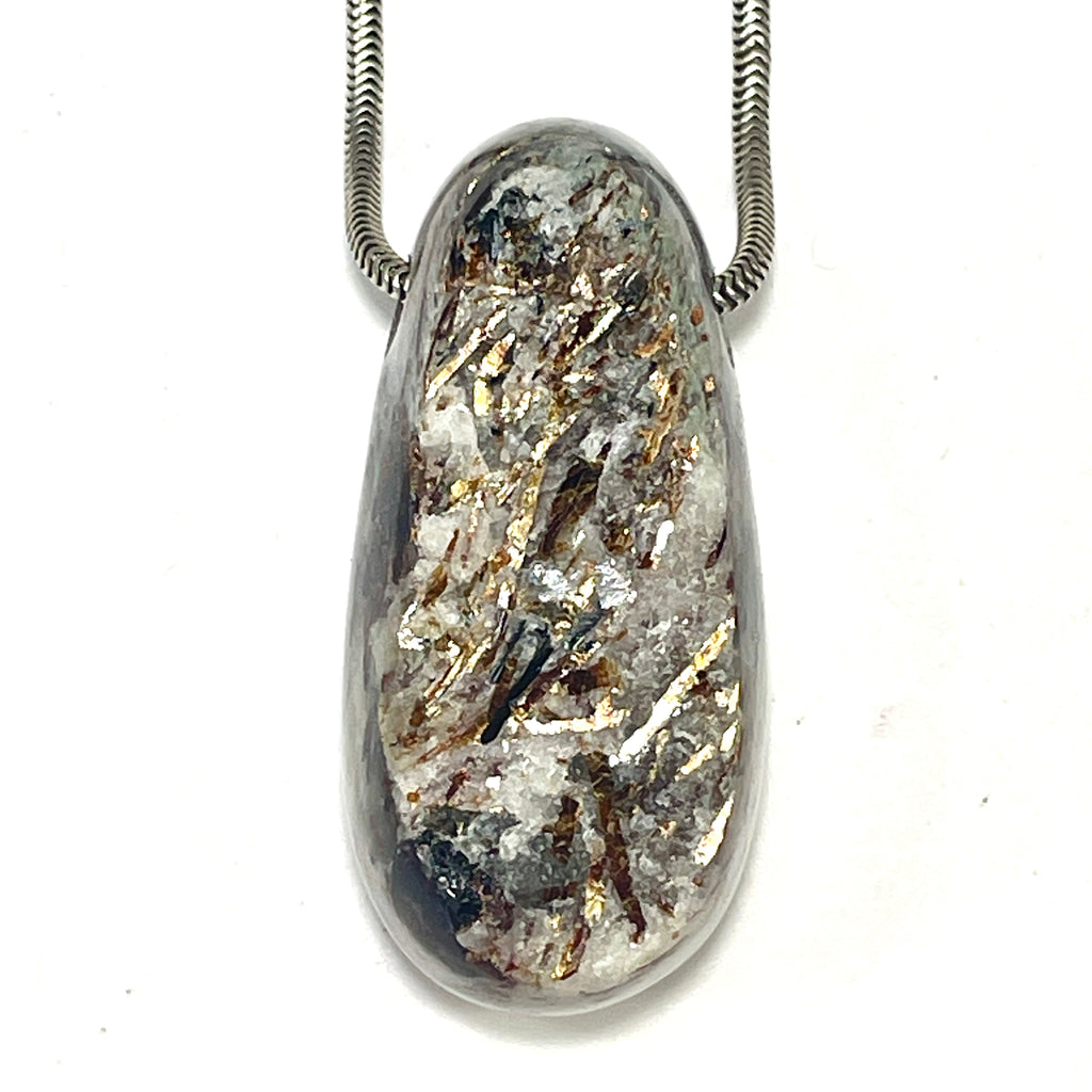 DVH Astrophyllite Fireworks Stone Natural Face Bead Pendant Russia 42x20x16mm (6623) - DVHdesigns