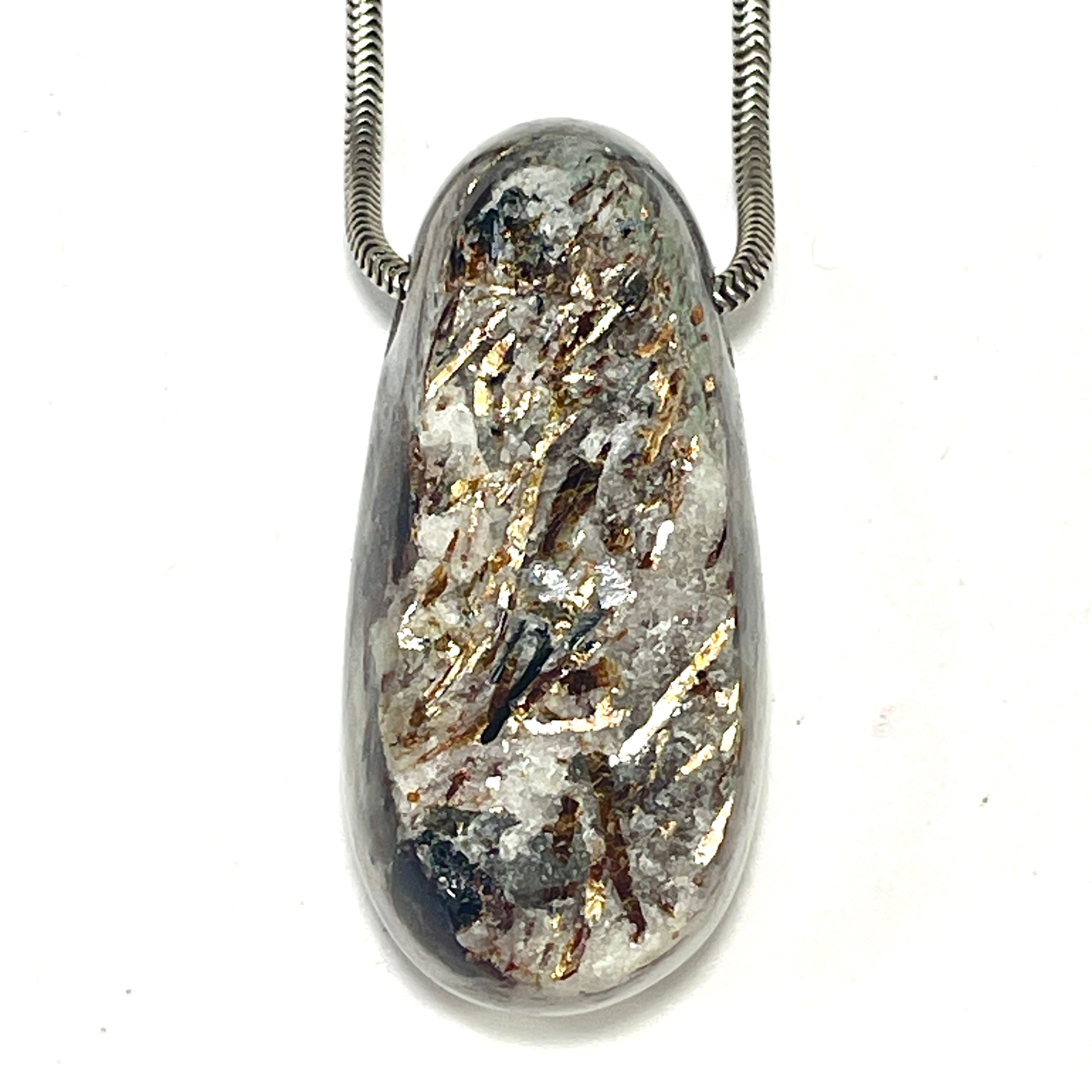 DVH Astrophyllite Fireworks Stone Natural Face Bead Pendant Russia 42x20x16mm (6623) - DVHdesigns