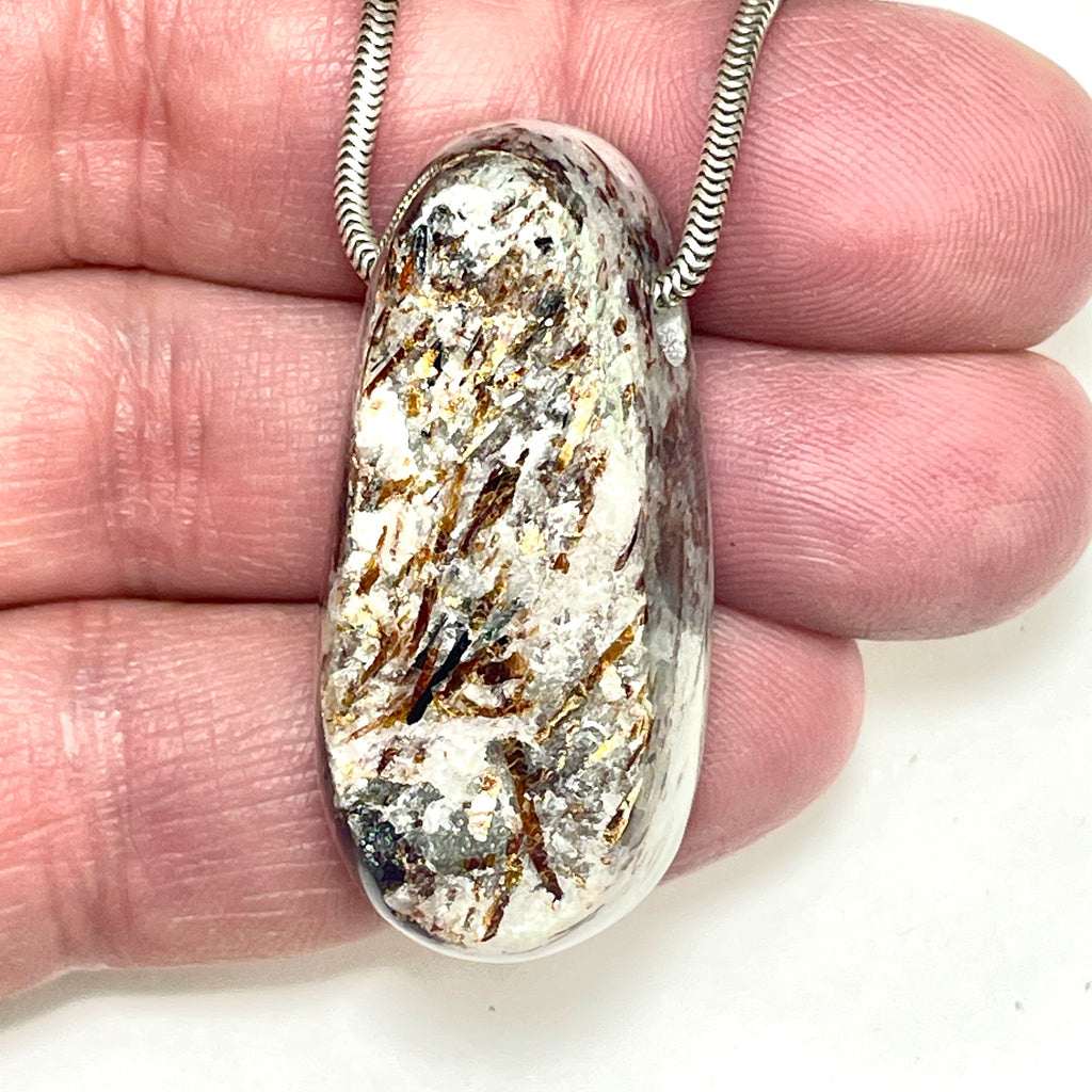 DVH Astrophyllite Fireworks Stone Natural Face Bead Pendant Russia 42x20x16mm (6623) - DVHdesigns