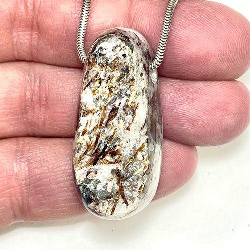 DVH Astrophyllite Fireworks Stone Natural Face Bead Pendant Russia 42x20x16mm (6623) - DVHdesigns