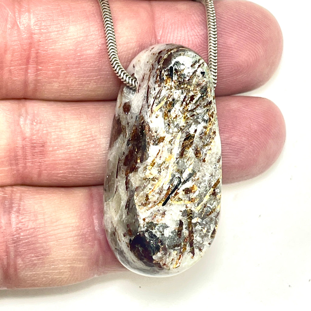 DVH Astrophyllite Fireworks Stone Natural Face Bead Pendant Russia 42x20x16mm (6623) - DVHdesigns