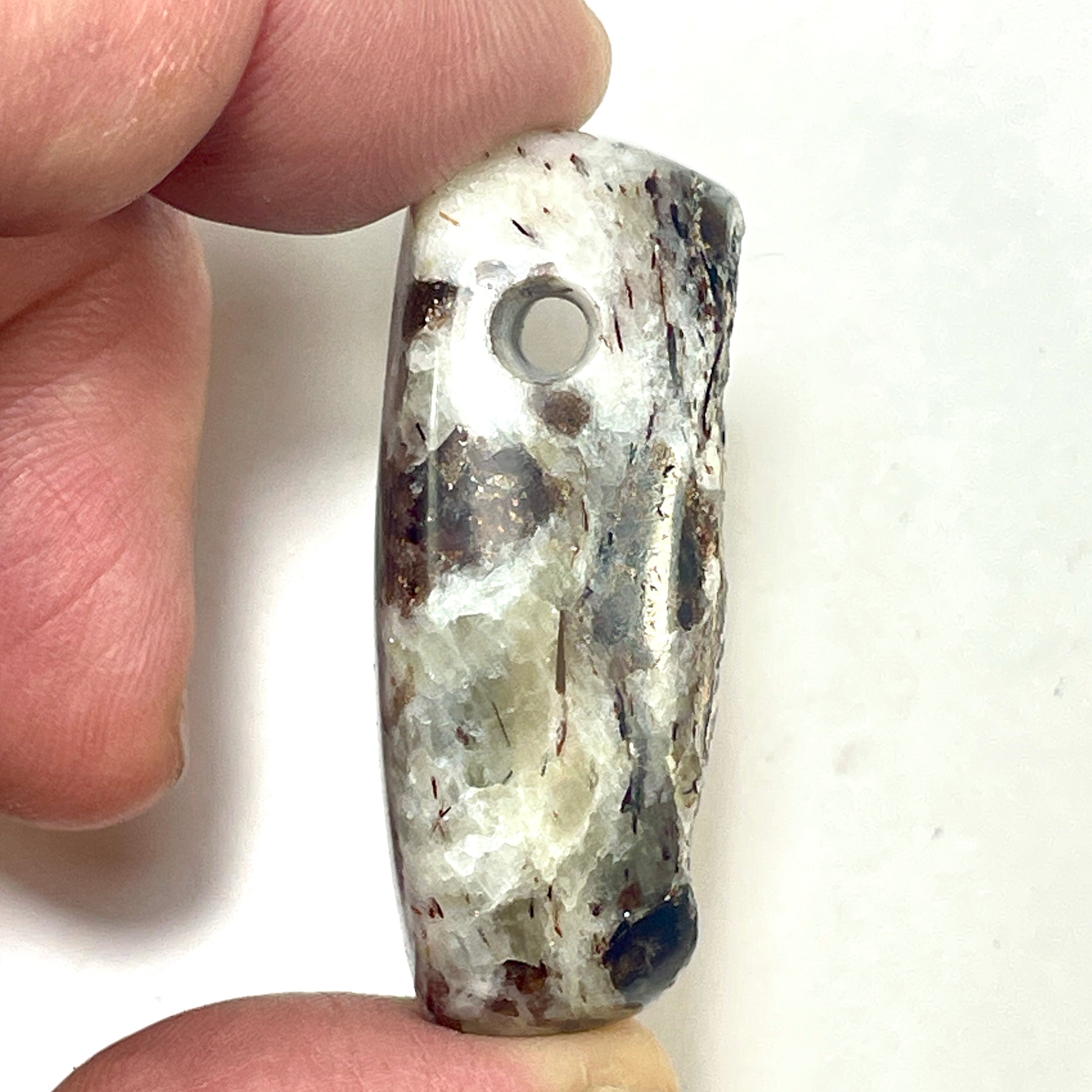DVH Astrophyllite Fireworks Stone Natural Face Bead Pendant Russia 42x20x16mm (6623) - DVHdesigns