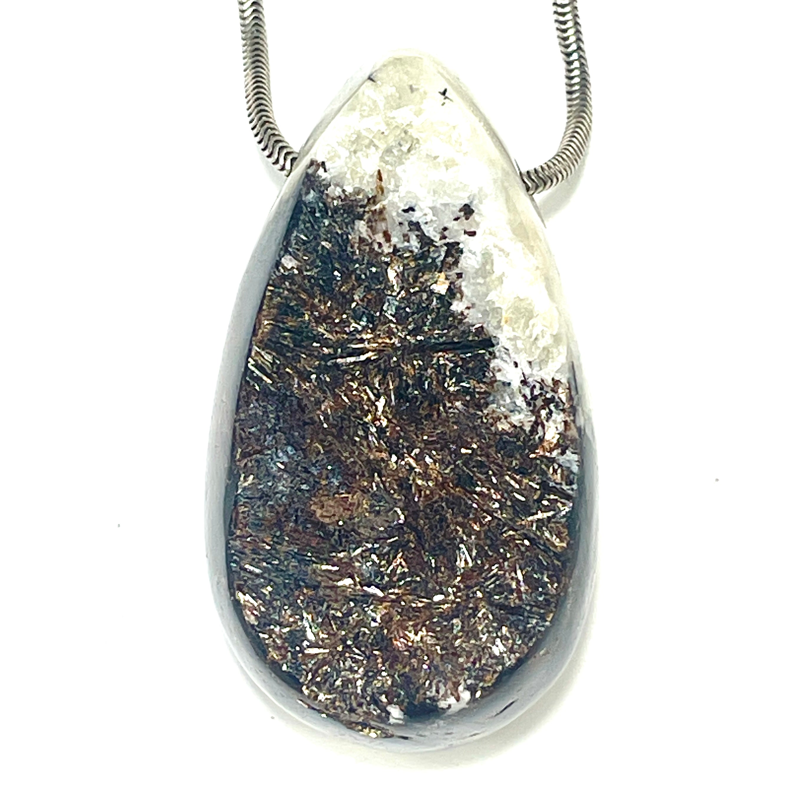 DVH Astrophyllite Fireworks Stone Natural Face Bead Pendant Russia 47x26x15mm (6625) - DVHdesigns