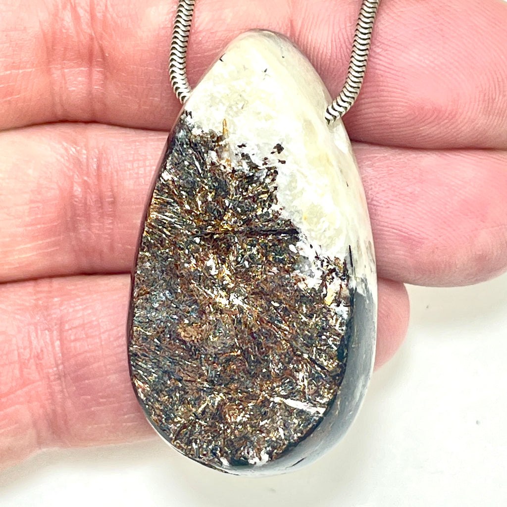 DVH Astrophyllite Fireworks Stone Natural Face Bead Pendant Russia 47x26x15mm (6625) - DVHdesigns