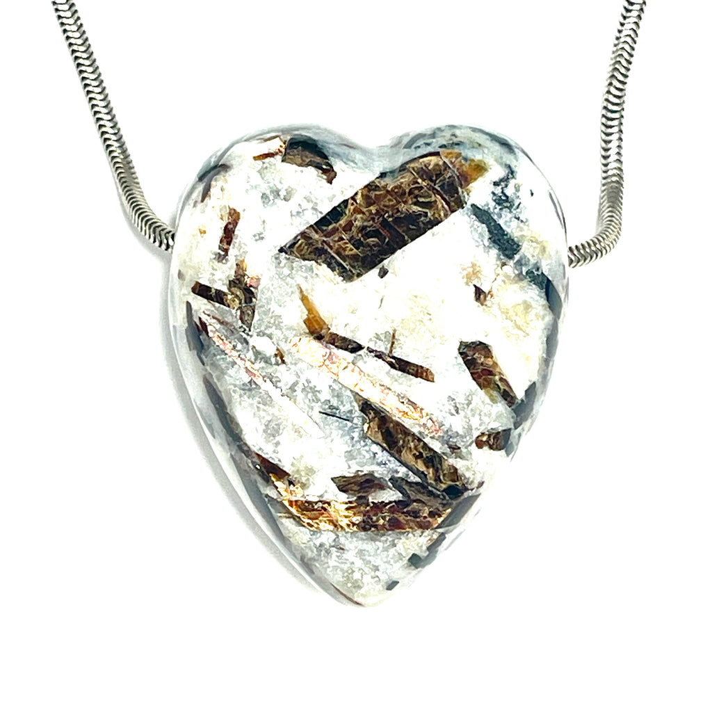 DVH Astrophyllite 2 Natural Face Heart Bead Pendant Russia 37x31x18mm (6626) - DVHdesigns