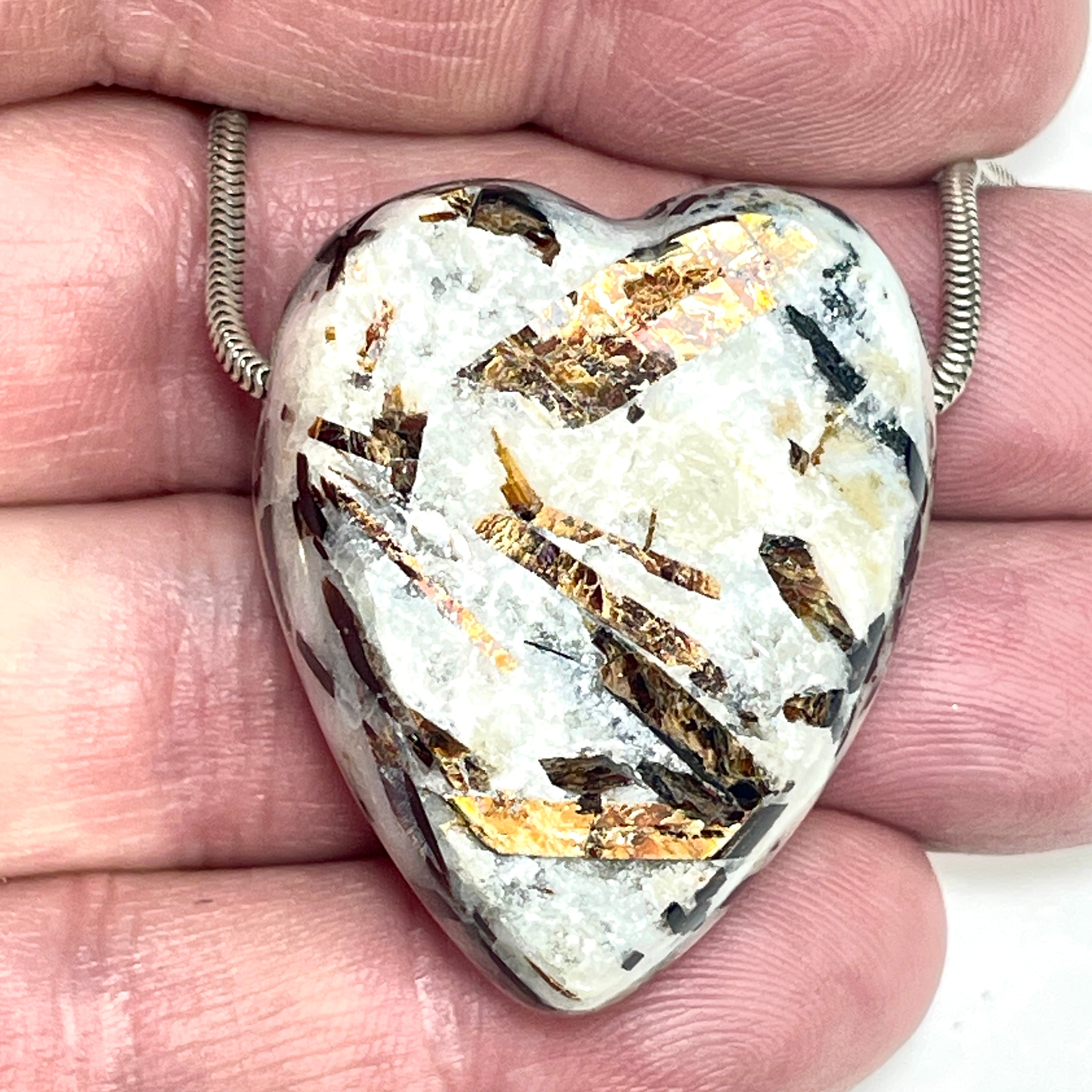 DVH Astrophyllite 2 Natural Face Heart Bead Pendant Russia 37x31x18mm (6626)
