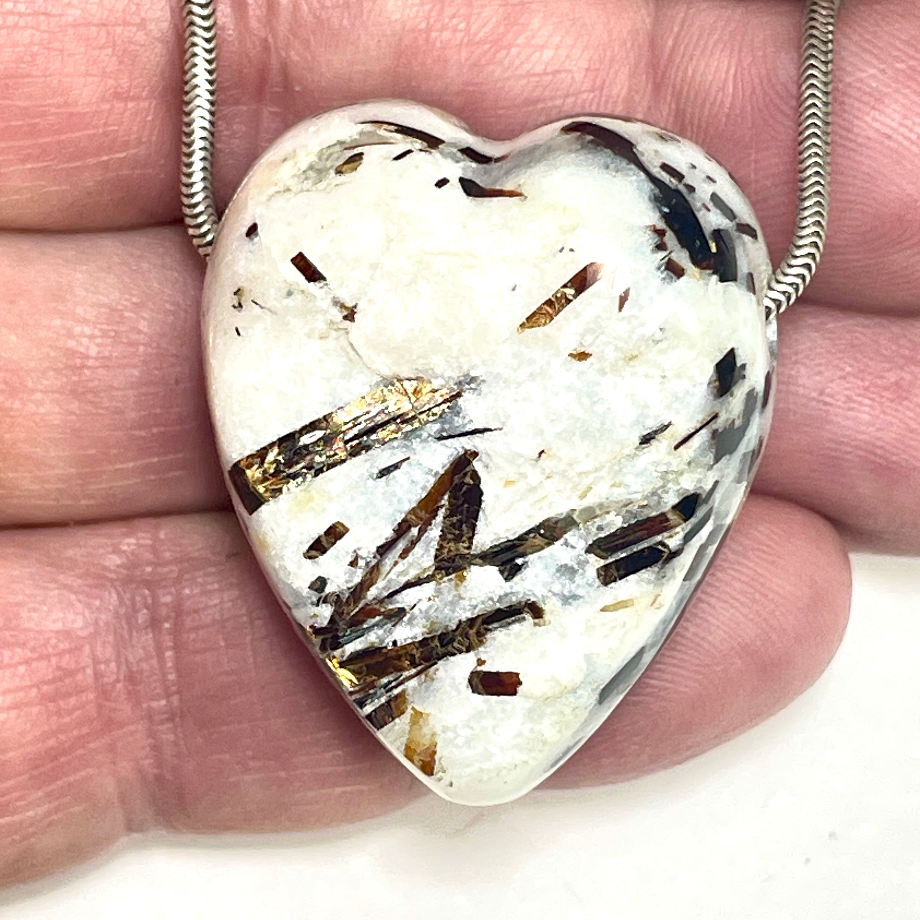 DVH Astrophyllite 2 Natural Face Heart Bead Pendant Russia 37x31x18mm (6626)