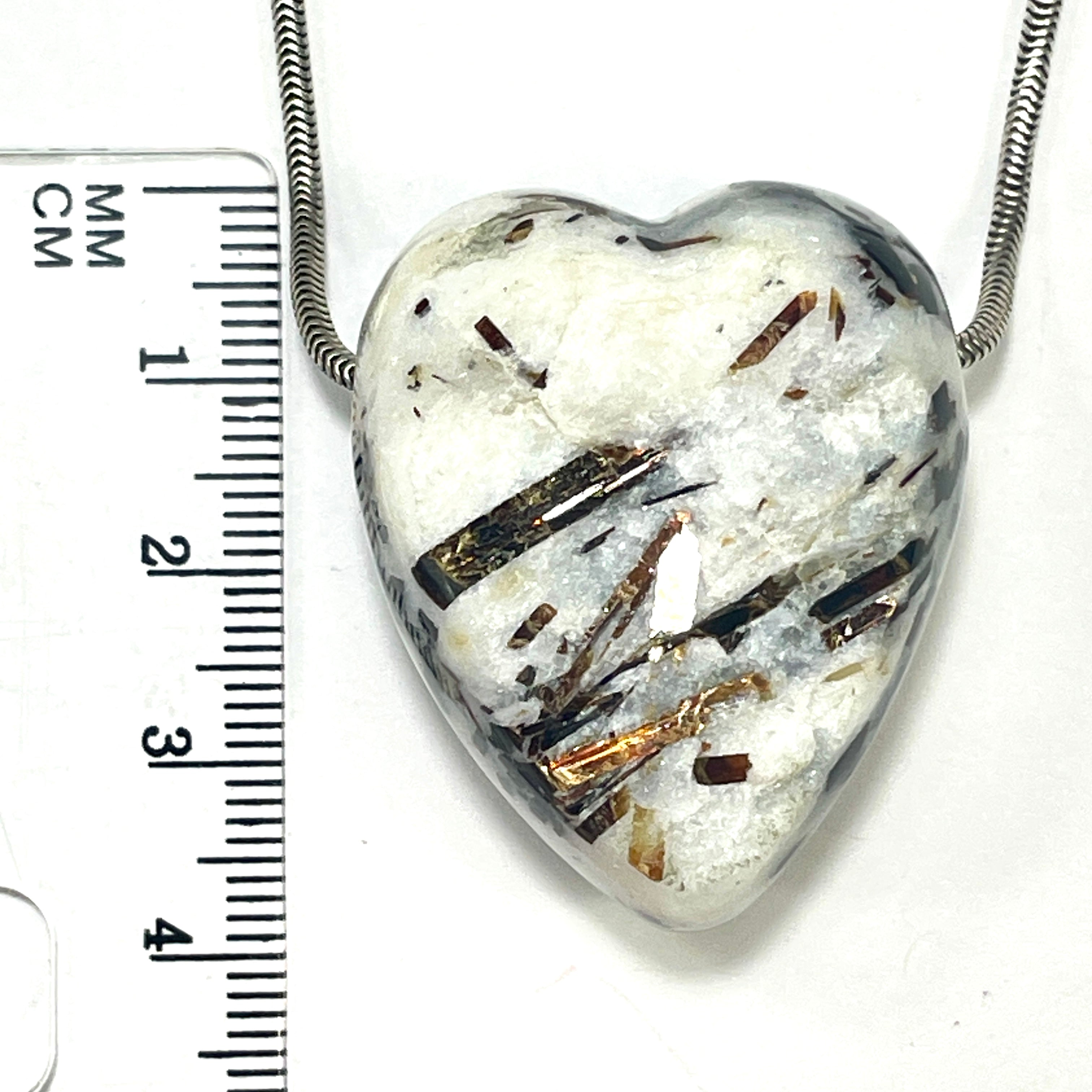 DVH Astrophyllite 2 Natural Face Heart Bead Pendant Russia 37x31x18mm (6626)